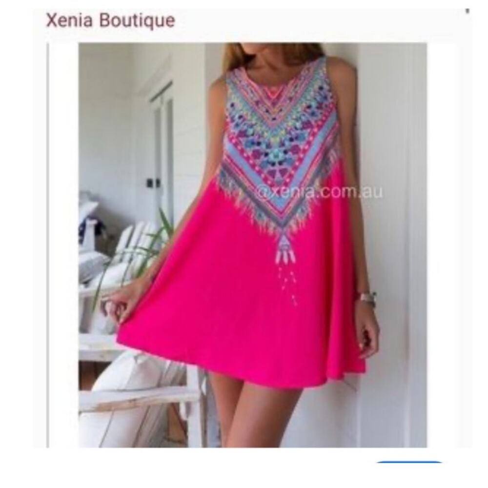 Xenia Boutique Pink Print Summer Dress Party Beach sz ‎ US 2